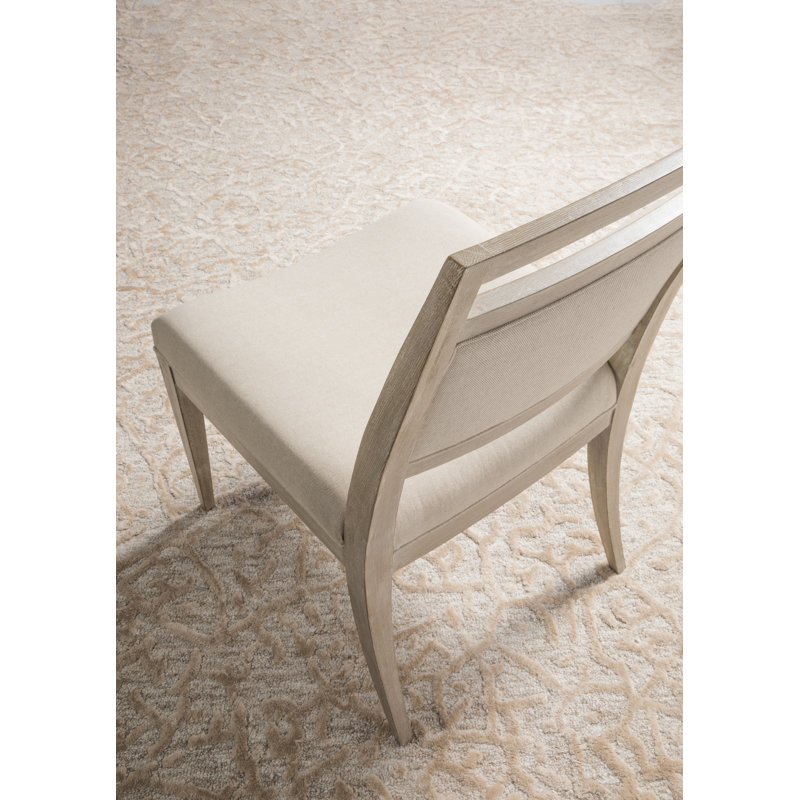 Bianco Finish Mid-Century Light Gray Upholstered Side Chair