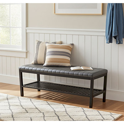 Asheton 40" Bamboo Upholstered Storage Bench