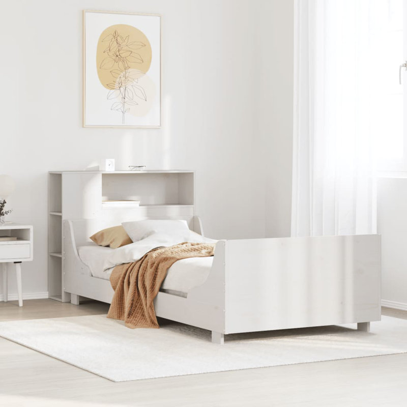 Boutte Solid Wood Bed, Wax Brown, 100 x 200 cm