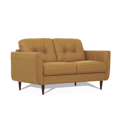 Causeuse en cuir camel (assemblée)