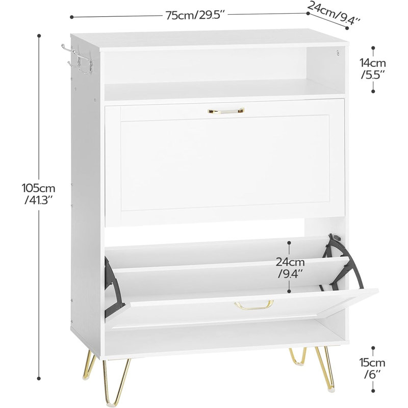 12 Pair Flip Down Shoe Storage
