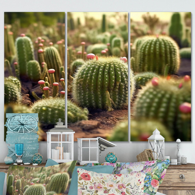 Cactus Perfection Sunrise I - Ensemble de décoration murale floral en métal