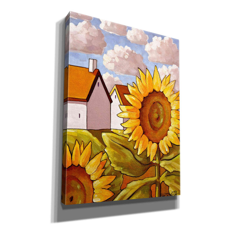 «August Grove» «Sunflower & Cottage Scenic View» par Cathy Horvath-Buchanan, art mural sur toile