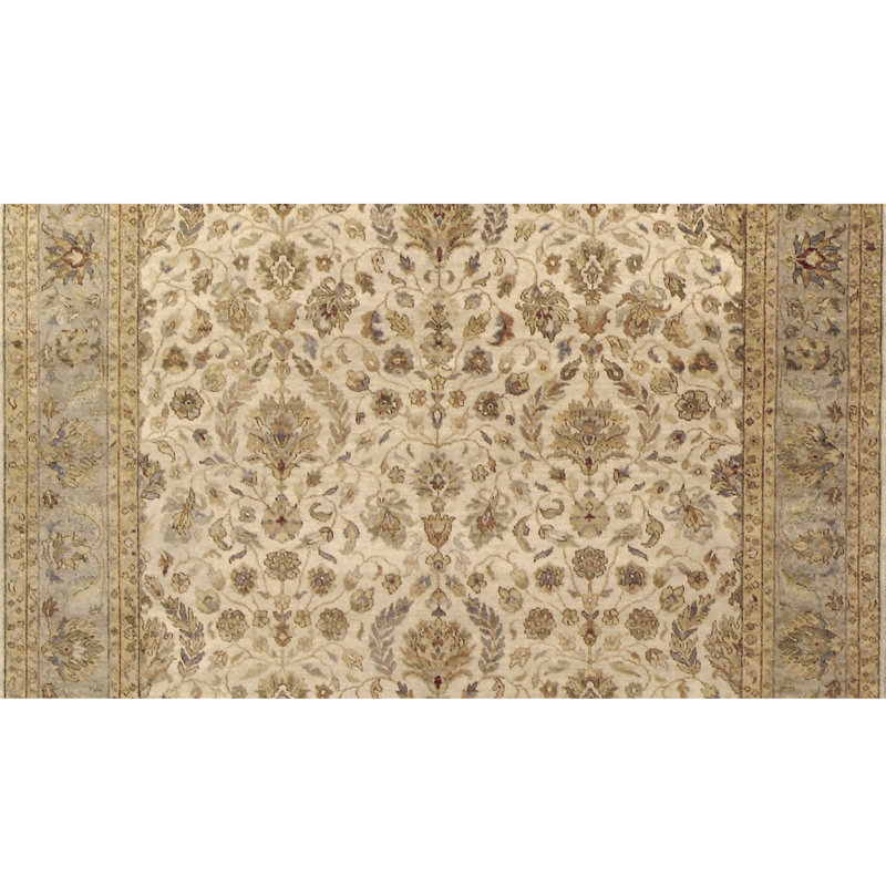 Hand Knotted Wool Oriental Area Rug in Beige/Brown/Gray/Ivory, Rectangle 4' x 6'
