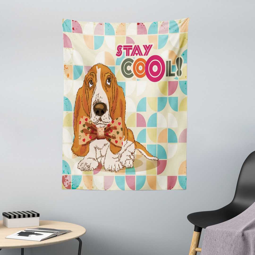 Basset Hound Hund mit Schleife Wandteppich