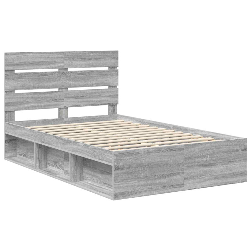 Solid Wood Bed, Small Double (4'), Grey Sonoma