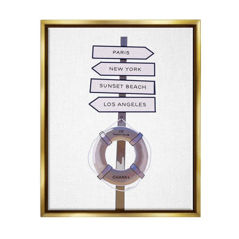 Art de la giclée par marque de mode nautique par Amelia Noyes, H 21 po x l 17 po x P 1,7 po, Cadre flottant métallique doré