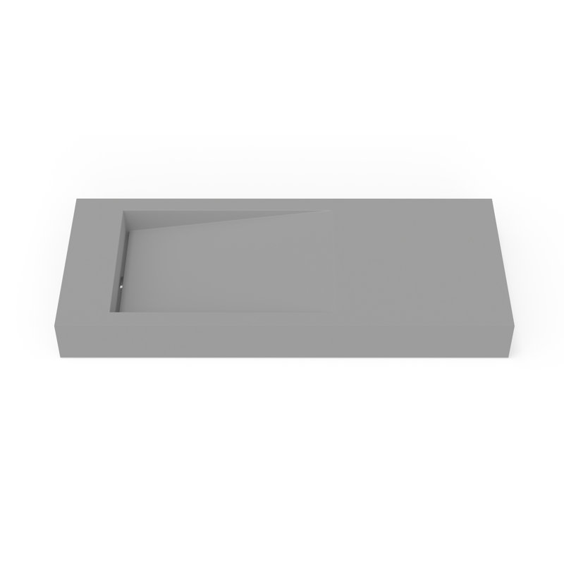 Badeloft 47.2" x 19.6" Stone Resin Wall Mounted Bathroom Sink WT-05-A-MGRY in Matte Gray