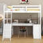 Lit mezzanine simple avec tiroirs, armoire, tablettes et bureau Jalante-24084717