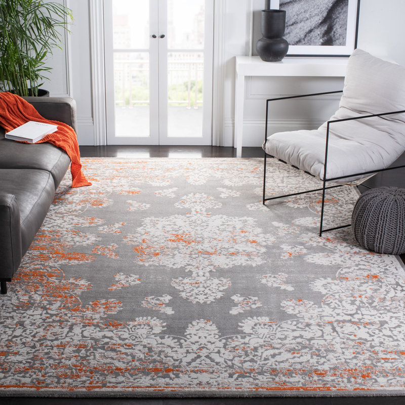 Tapis oriental gris / ivoire Alpine, Rectangle 4 pi x 5 pi 7 po