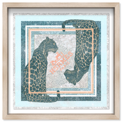 Dual Paris Cheetah Shadowbox Animals Print by Oliver Gal, Black Frame, 12 x 12