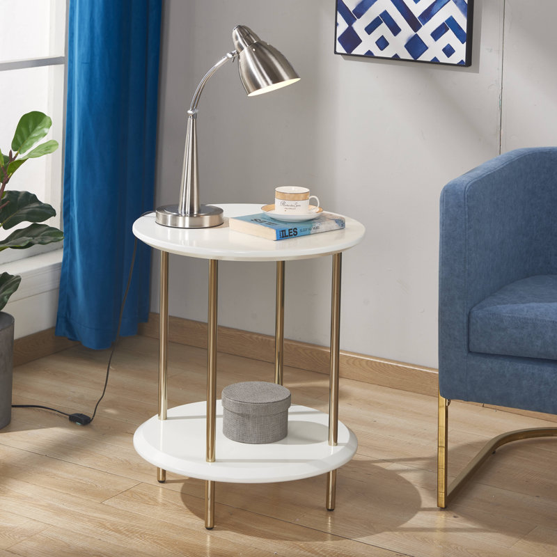 Spohn End Table, White Top/Gold Base