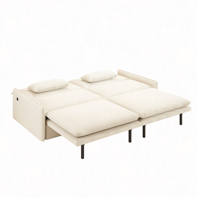 Canapé-lit convertible 4 places - tissu chenille, siège profond, canapé Cloud avec rangement, port USB et oreiller 2-en-1, canapé-lit pour salon, appartement, chambre à coucher