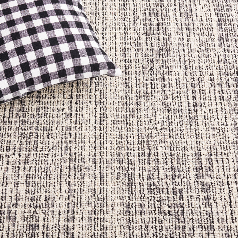 Tapis noir / gris en laine / coton touffeté à la main Narciza, Rectangle 10 pi x 14 pi