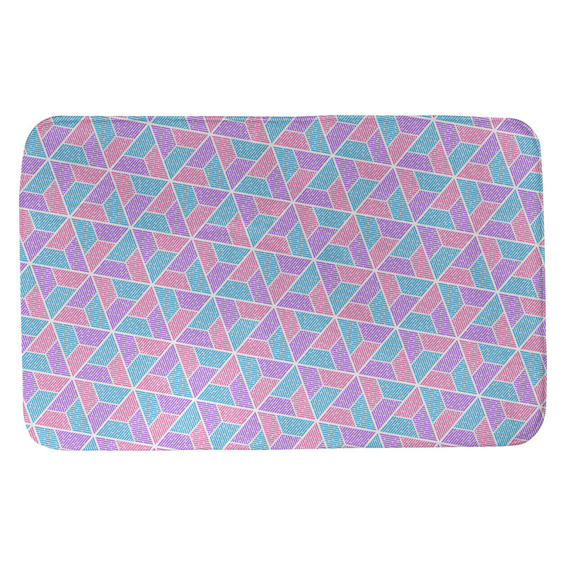 Tapis pour salle de bain katelyn elizabeth trapézoïdals, l 17 po x L 24 po, Bleu / Rose / Mauve