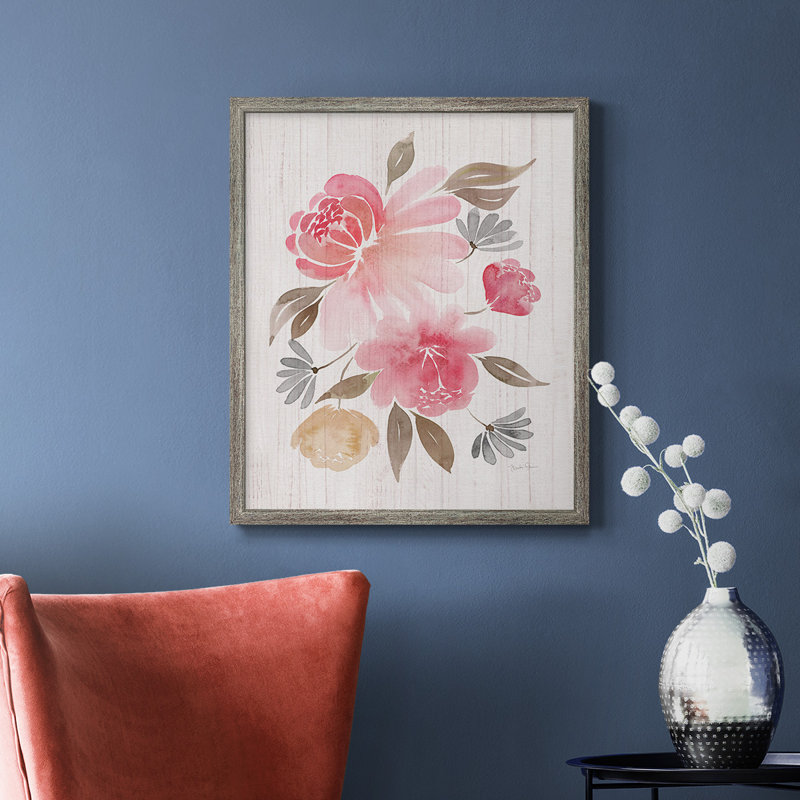 Toile encadrée «Loose Peony II» de qualité supérieure - prête à être accrochée, Argent patiné, H 24 po x l 20 po
