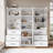 71" H X 71" W Bookcase Cabinet With Glass Doors And Large Storage Drawers(C+2D)-1342105459
