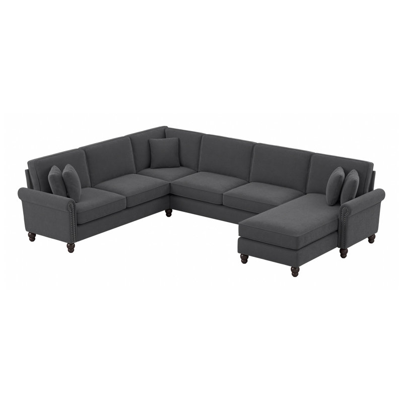 Canapé modulaire réversible en coin de 128 po Aliye, Gris anthracite