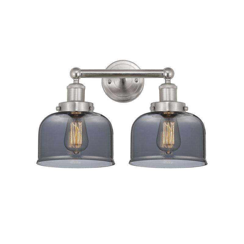 Éclairage pour meuble-lavabo à 2 lumières à intensité variable Anndy, Plaqué couleur fumée, Nickel satiné brossé