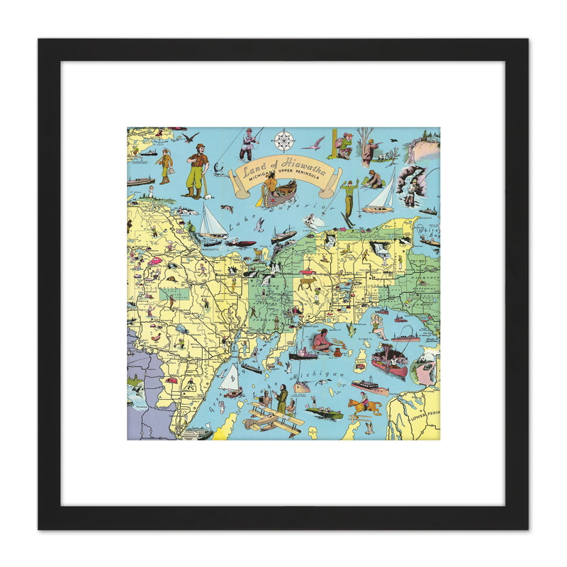 Map UPDB 1935 Land Hiawatha Michigan Pictorial - Single Picture Frame Painting