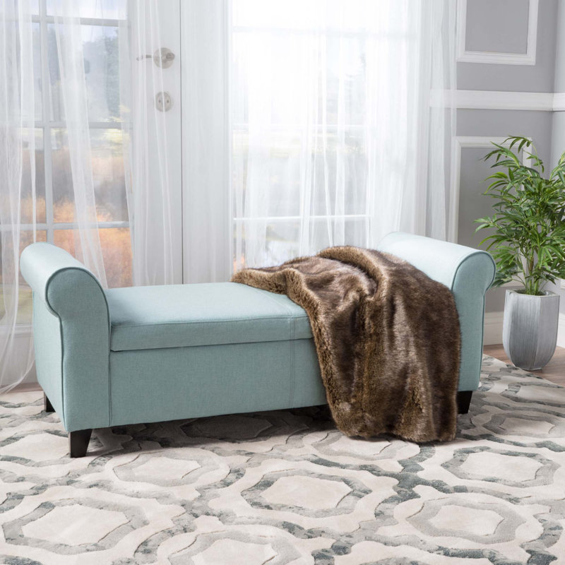 Banc de rangement rembourré Aisyah, Polyester Light Blue