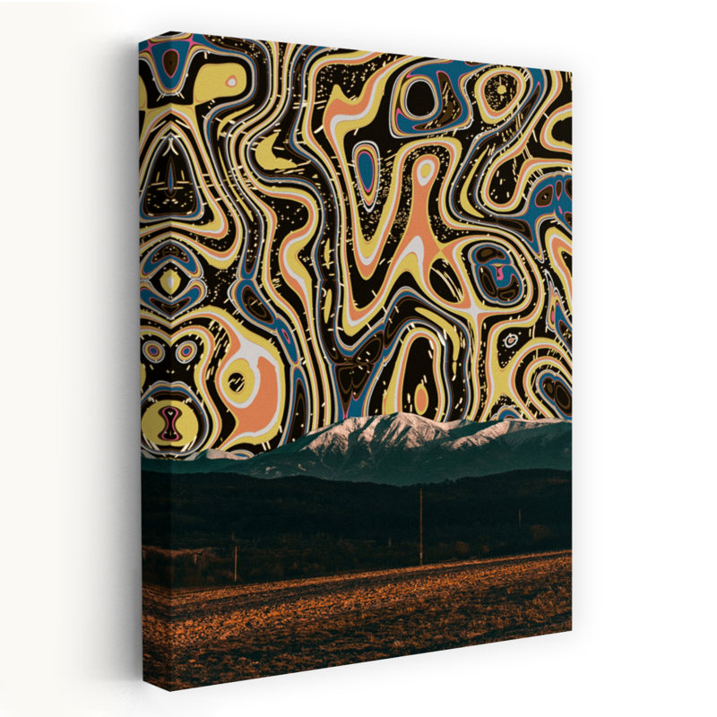 Art mural abstrait contemporain psychédélique, H 18 po x l 12 po