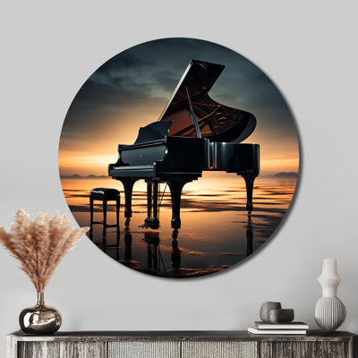 Piano Symphony In Silhouette I - Music Round Metal Art