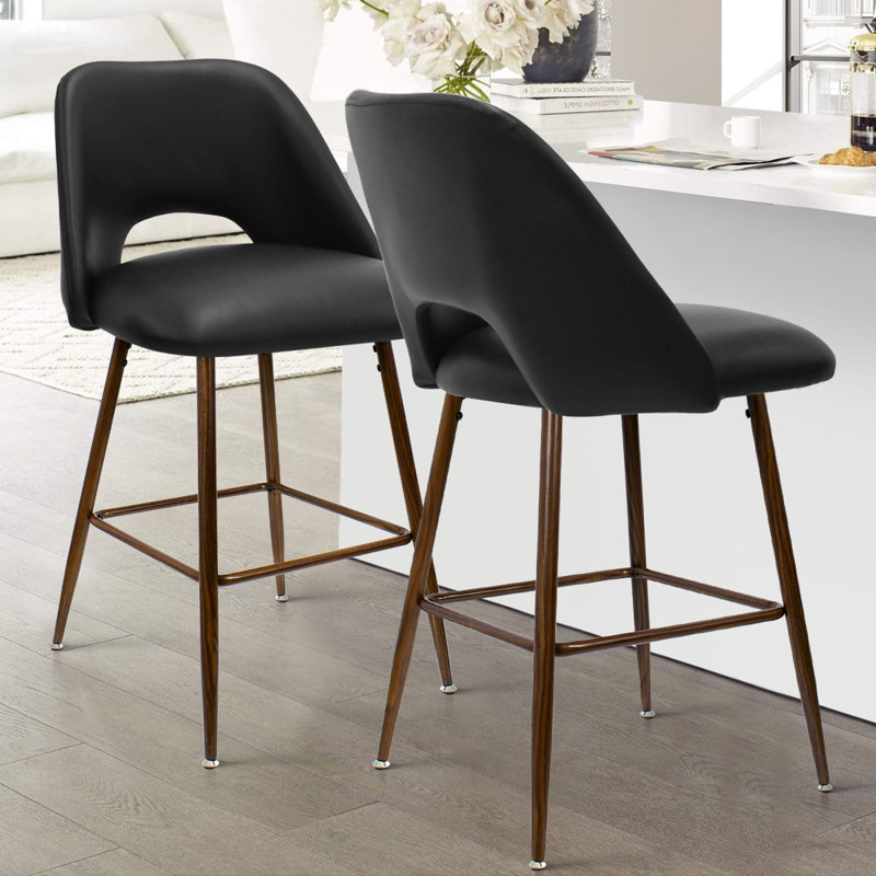 Berneta 26" Upholstered Counter Stools, Set of 2, Black