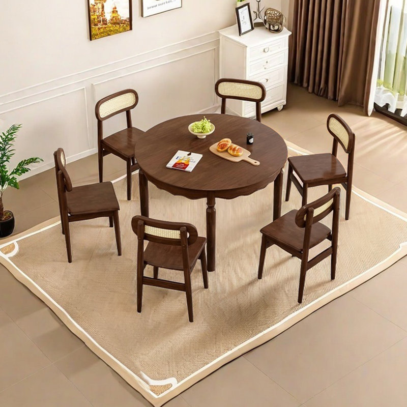 Ensemble de table de salle à manger créative en bois d'hévéa, 7