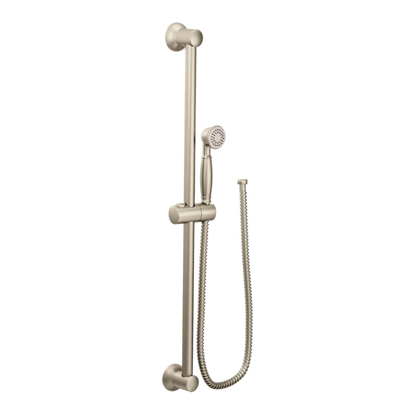 Pomme de douche à barre coulissante à fonction unique, Nickel brossé