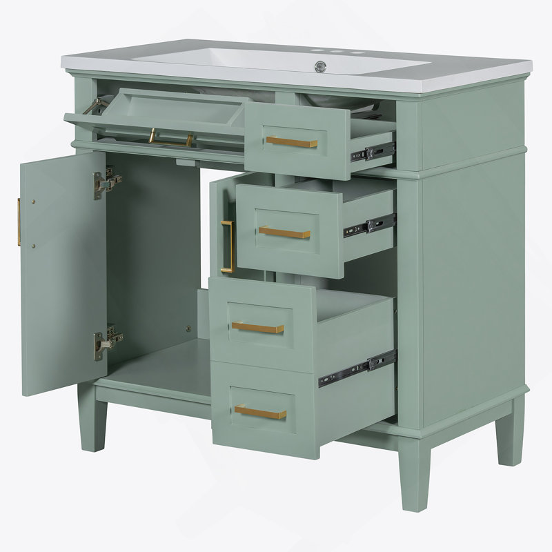 Meuble-lavabo vert 36 po avec lavabo en résine