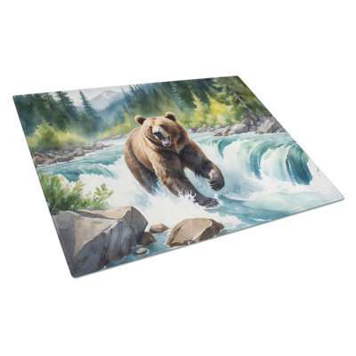 Alaskan Wilderness Grizzly Bear Glass Cutting Board