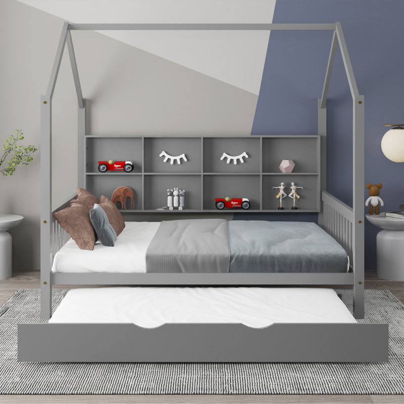 Lit plateforme avec lit gigogne Harper Orchard, Double, Gris