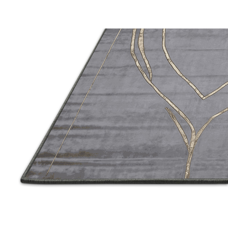 Tapis gris soyeux et moelleux, Rectangle 4 pi x 6 pi