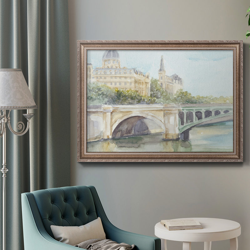 French Bridge Study IV - Peinture sur toile encadrée, H 16 po x l 20 po x P 2,5 po