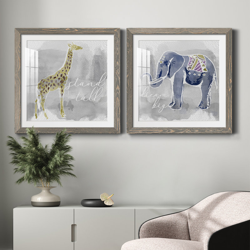 «Stand Tall», ensemble de 2 peintures, H 31,5 po x l 63 po x P 1,5 po, Cadre en papier gris