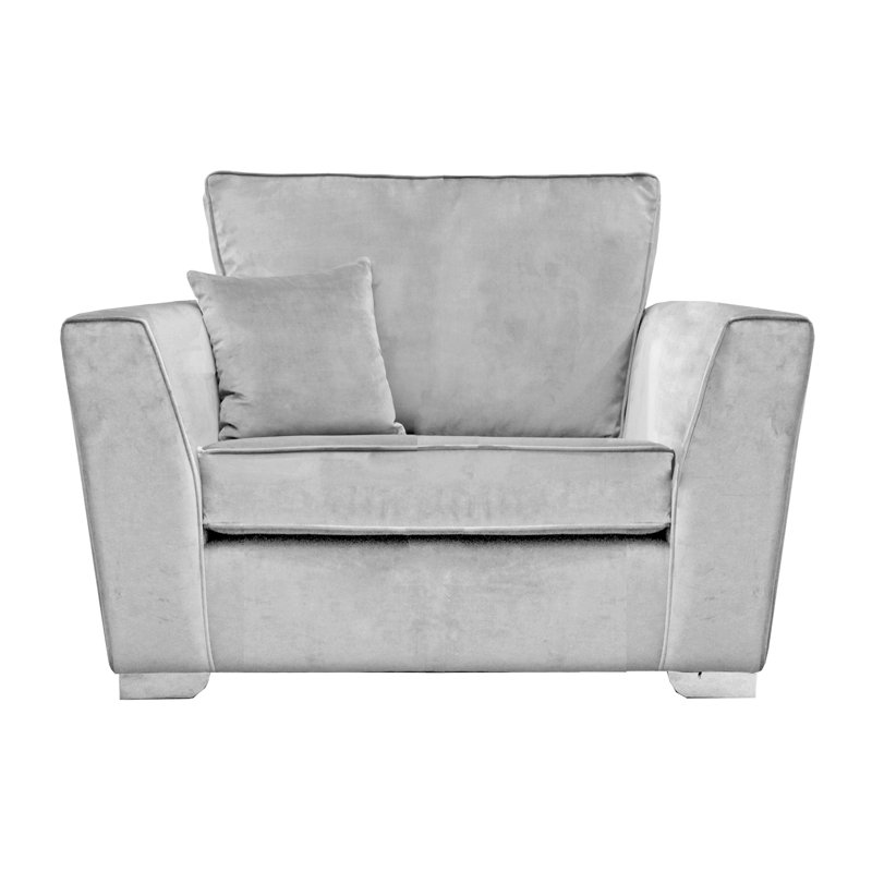 Quade 2 Seater Velvet Loveseat, Silver