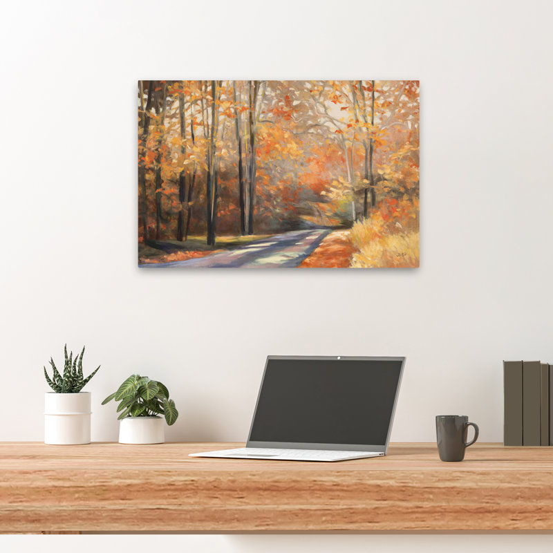 Route de campagne - Art de feuillage d'automne, H 16 po x l 24 po