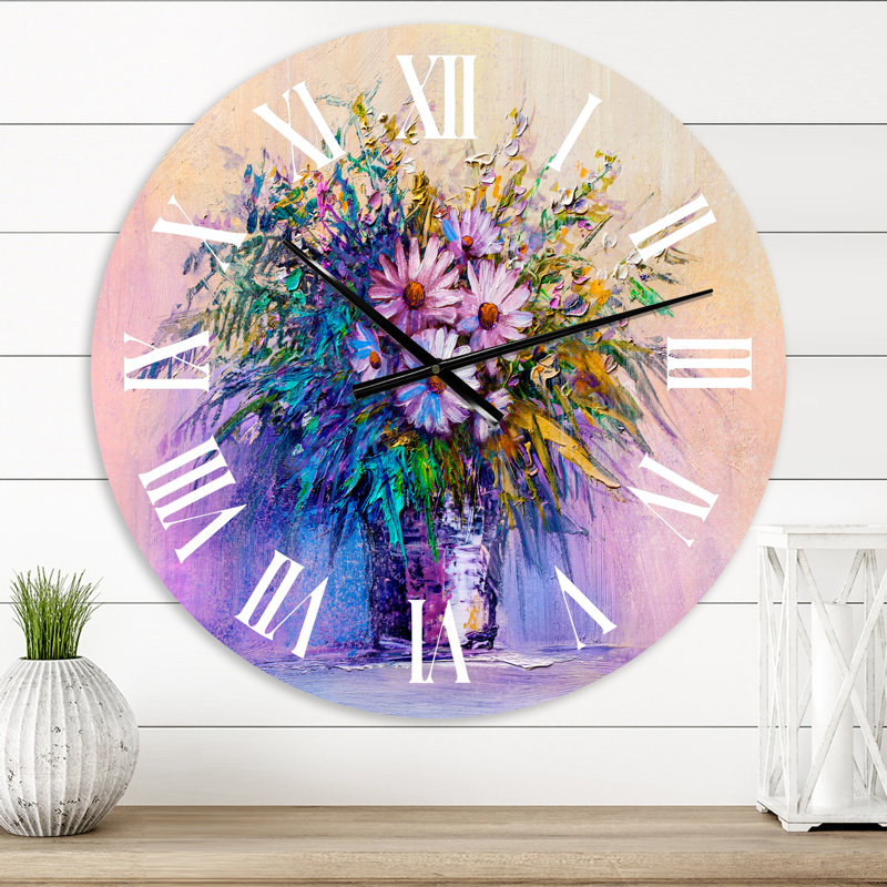 Horloge murale impressionniste Nature morte de fleurs en fleurs IV, Petit