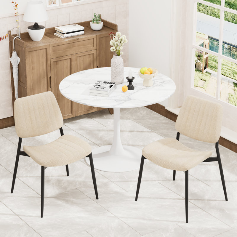 Ensemble 3 pièces de table de salle à manger et chaises Modern Modern, Beige, Blanc