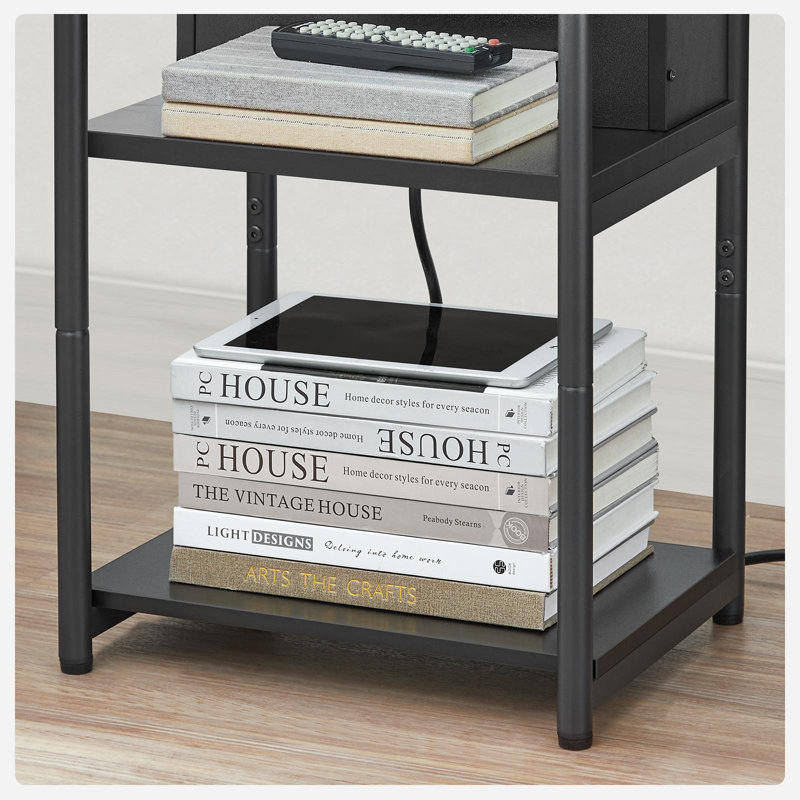Table d'appoint avec station de charge, Noir