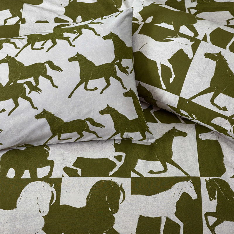 Herve Duvet Cover Set with Pillowcases Included, Super King Duvet Cover + 2 Standard Pillowcase, Green