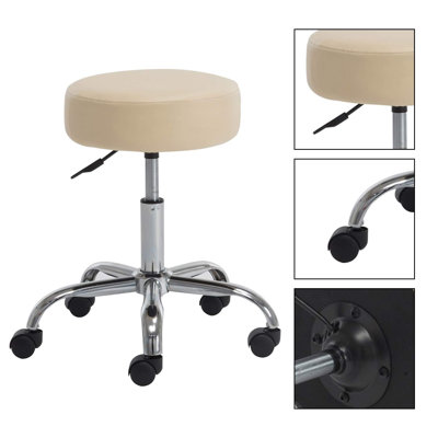 Tabouret pivotant à hauteur réglable avec base ronde en métal robuste pour salon, médical, massage, spa, tatoo