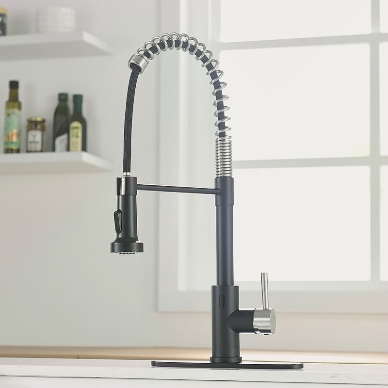 Robinet de cuisine sans contact, robinet de cuisine intelligent automatique mains libres, Noir / argenté