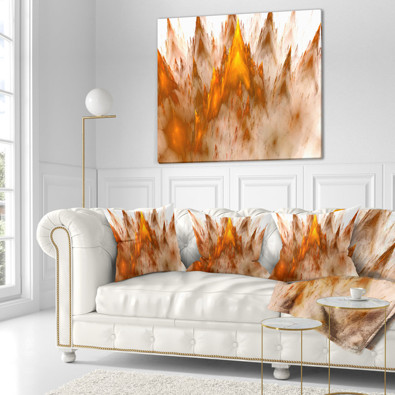 Fractal Crystals Design - Coussin imprimé abstrait, 16 po x 1 po, Coussin décoratif, Brun