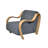 Curva Luxe Boucle Accent Chair with Navy Upholstery and Natural Wood Arms, Mid-Century Modern Lounge Chair-1440418710-1434636300