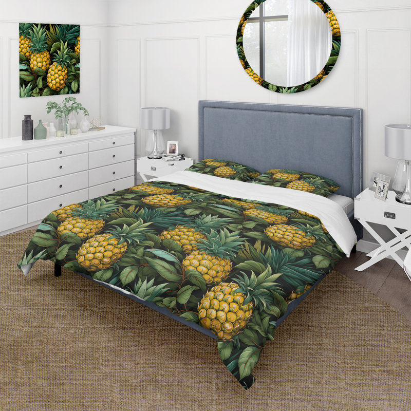 Ensemble de housse de couette Pineapple Delight, Housse de couette pour très grand lit et 2 très