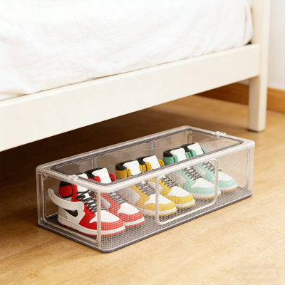 3-Pack Pvc Shoe Basket Bed Bottom Shoe Storage Box(Set Of 3)