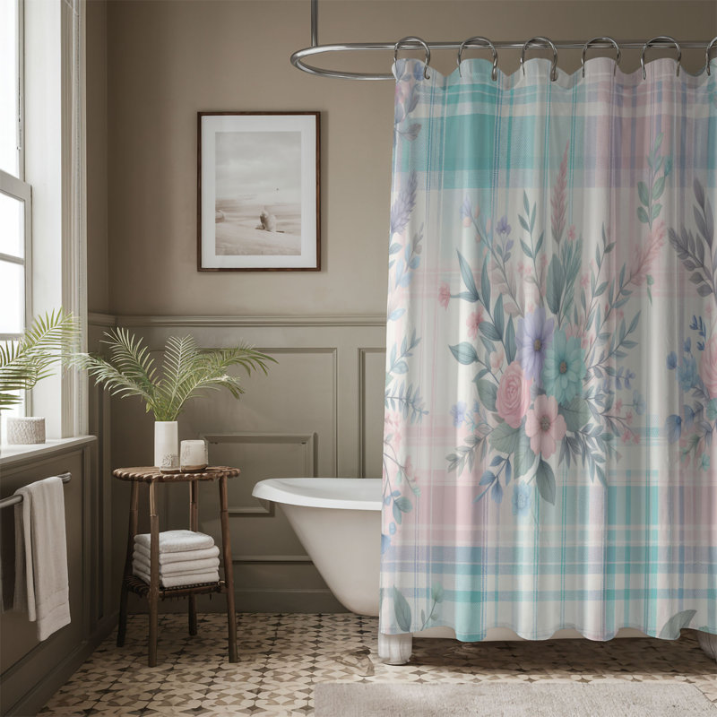 Rideau de douche standard 1 pièce Pastel Grid, H 74 po x l 71 po