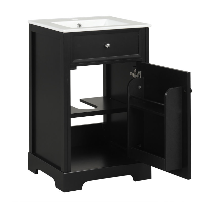 Meuble-lavabo de 20 po avec lavabo, Noir